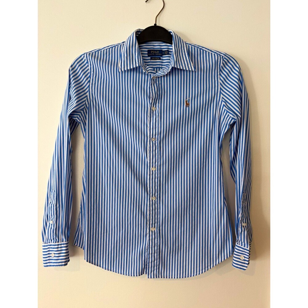 Polo Ralph Lauren Slim Stretch Slim Fit Blue/White Striped Dress Shirt S/ M